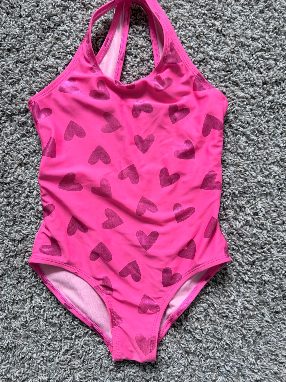 Cat & Jack Hot Pink Heart Print One-Piece Swimsuit